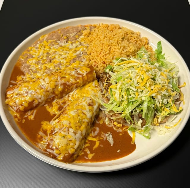 #25 1 Tamale (Pork), 1. Enchilada and 1 Tostada.