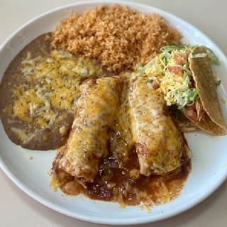 # 21 Enchilada, Tamal (Pork) and Taco.